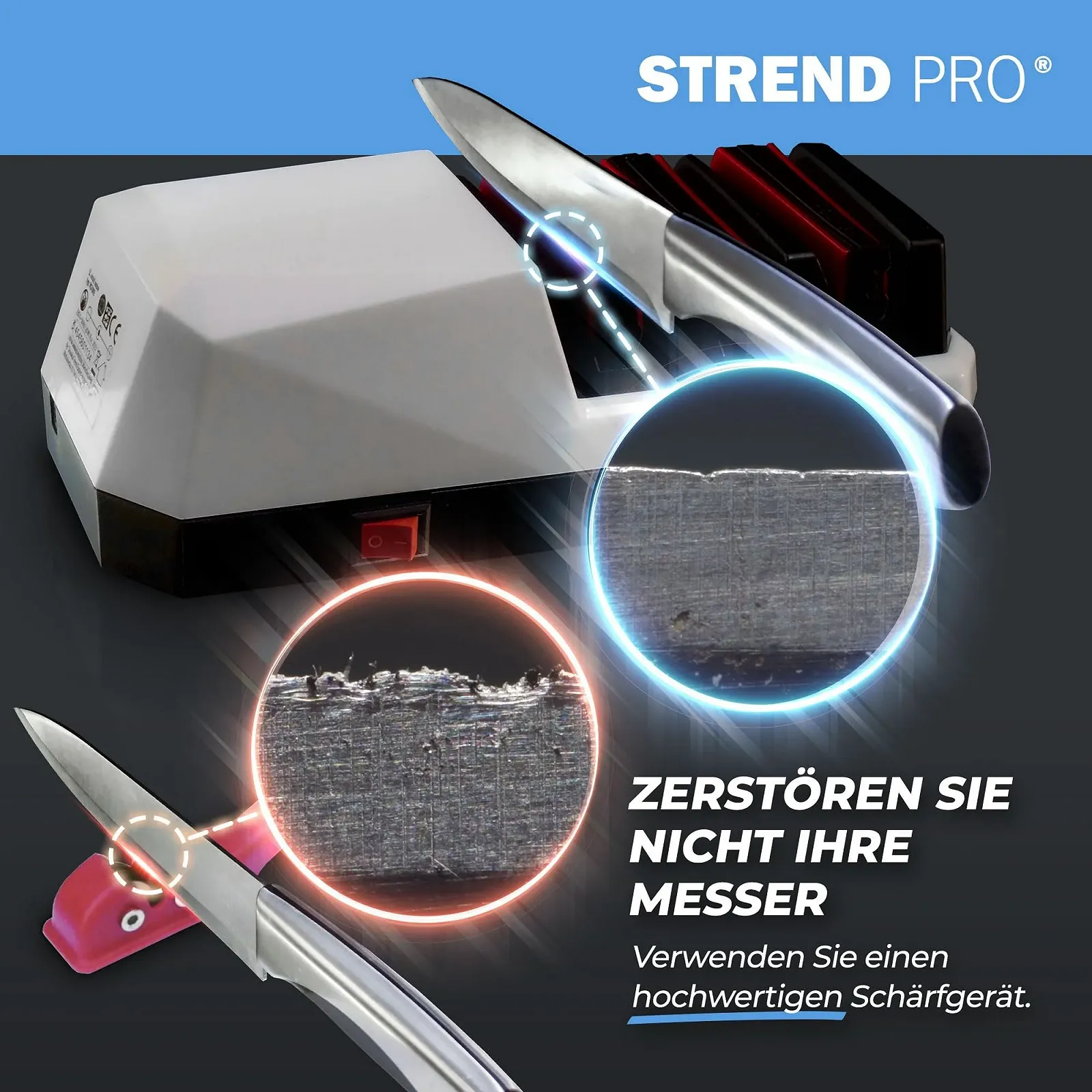 Електрична точилка для ножів STREND PRO 3-ступінчаста алмазна, фото №5