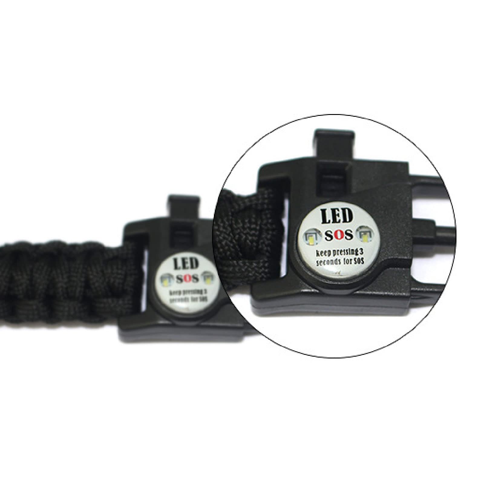 Браслет виживання Paracord FAMKIT з кресалом, свистком/компасом, тактичне аварійне обладнання зі світлодіодним підсвічуванням SOS для кемпінгу/бушкрафту/надзвичайних ситуацій, 2 шт., фото №5