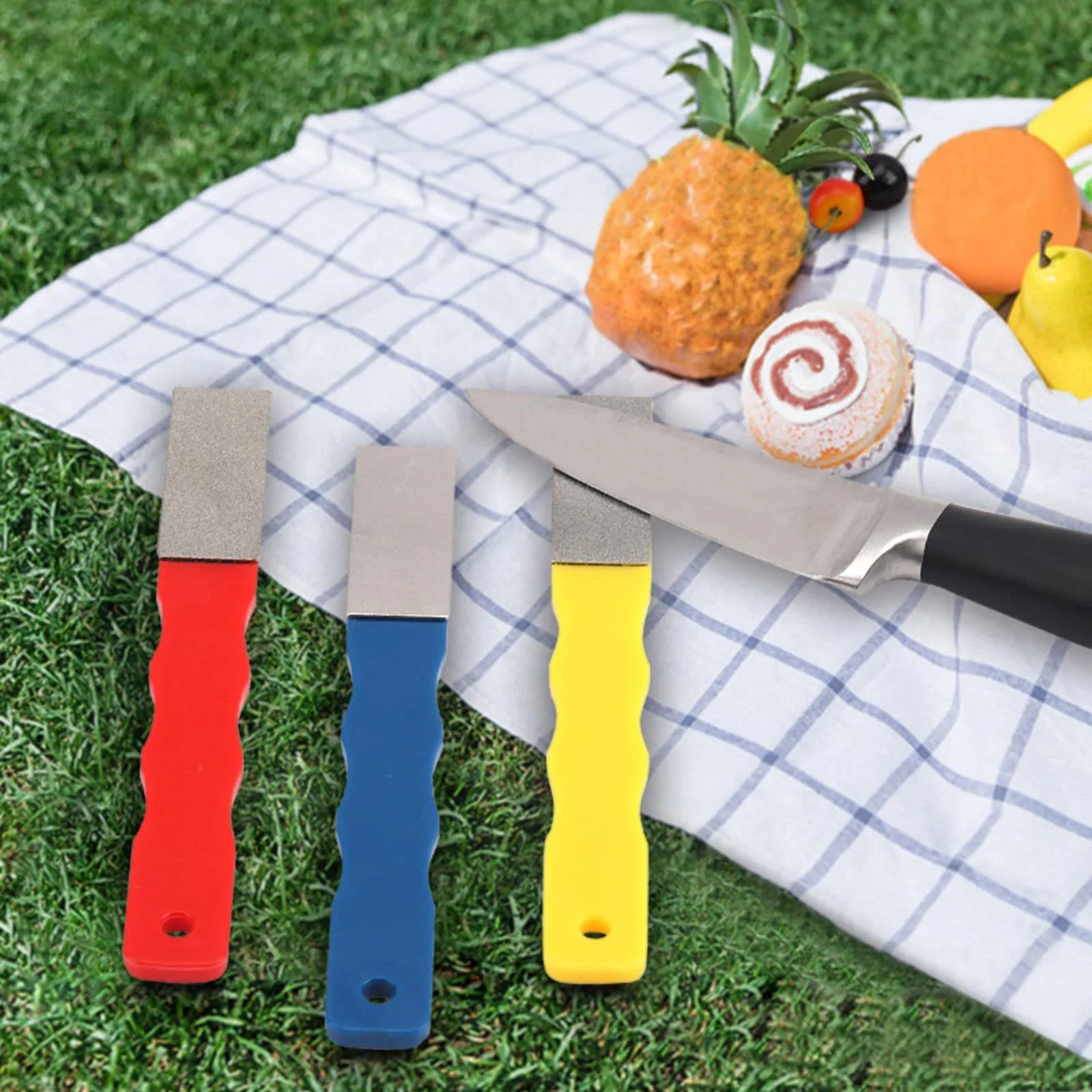 Набір точильних каменів алмазних 3 шт. 160x20x50 мм Червоний, жовтий, синій, фото №2