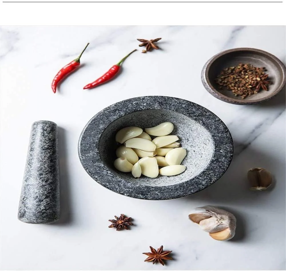 Ступка з товкачиком Гранітна для спецій, приправ, паст, песто і гуакамоле з ергономічним дизайном, фото №4