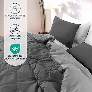 Комплект постільної білизни Dreamzie 155 x 220 см з 2 наволочками 80 x 80 см, темно-сірий/світло-сірий - 1 підодіяльник 155 x 220 см synthetic.ua - Фото 1