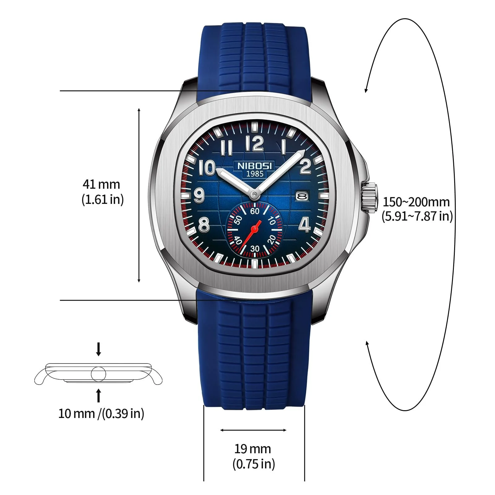 Часы Мужские NIBOSI Кварцевые Аналоговые Часы из Нержавеющей Стали Водонепроницаемые Дизайнерские Часы с Датой, фото №3