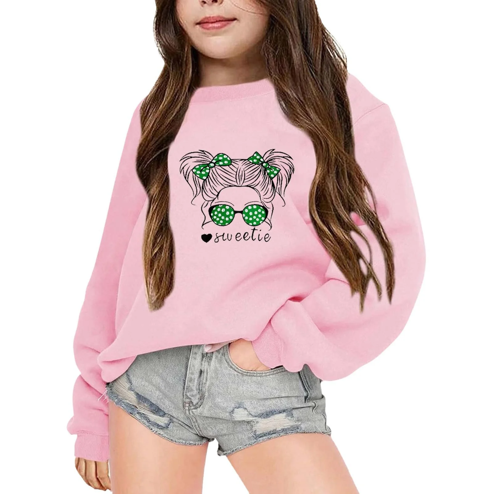 Джемпер для девочки Generisch, праздничный, рождественский, повседневный, зимний, принт буквы, круглый вырез, длинный рукав, фото №1