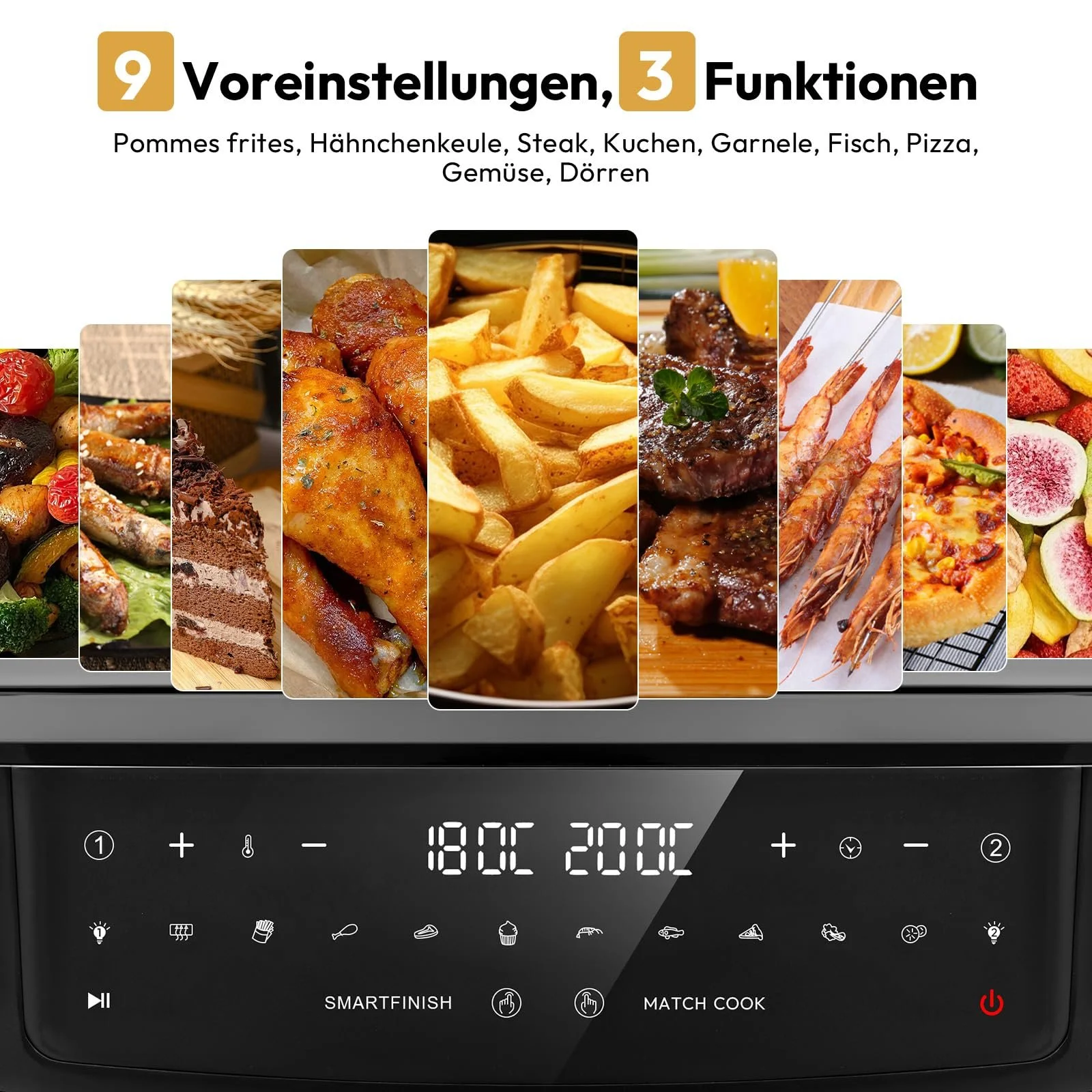 Мультипечь LLIVEKIT Dual Blaze 12-в-1 2 камеры 10 л с держателем для шампуров 2800 Вт Черная, фото №6
