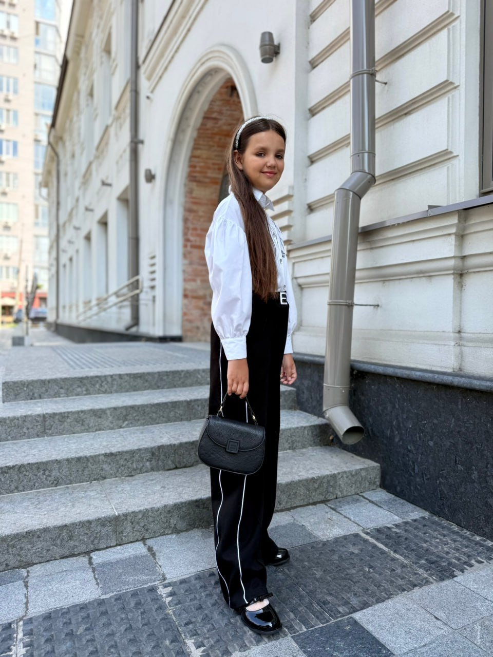 Брюки для девочки "MIU MIU" с кантом от 128 до 164 см, фото №6