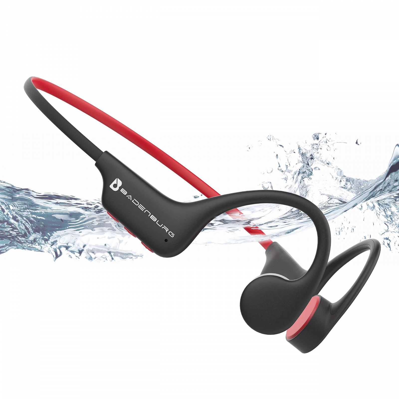Навушники BADENBURG S3 Bone Sound, Навушники для плавання IP68, Bluetooth 5.3, Відкриті спортивні навушники з пам'яттю на 32GB MP3 Чорний, фото №1