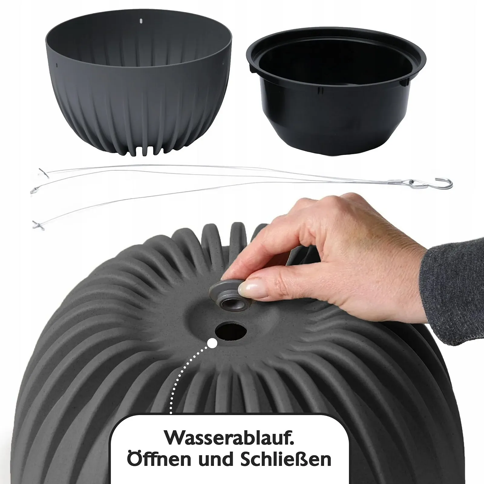 Підвісний кошик KONZEPT 30 см пластик Антрацит, фото №6