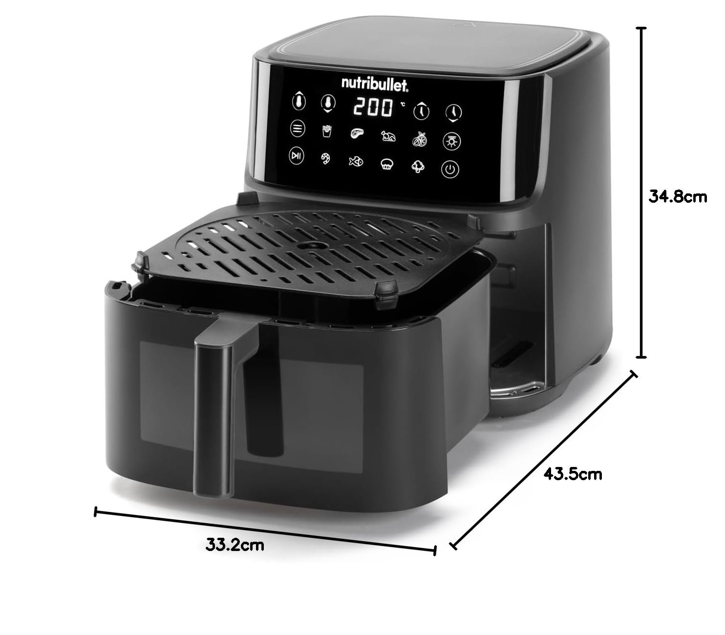 Мультипіч nutribullet Crisplite Vision NBA0811DG 8 л 2000 Вт 8 програм Матовий чорний, фото №9