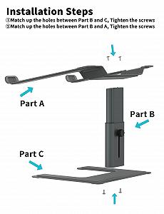 Подставка для ноутбука ALASHI, регулируемая высота, эргономичная, алюминиевая, металлическая, совместима с ноутбуками 10-15.6 дюймов, серая synthetic.ua - Фото 1