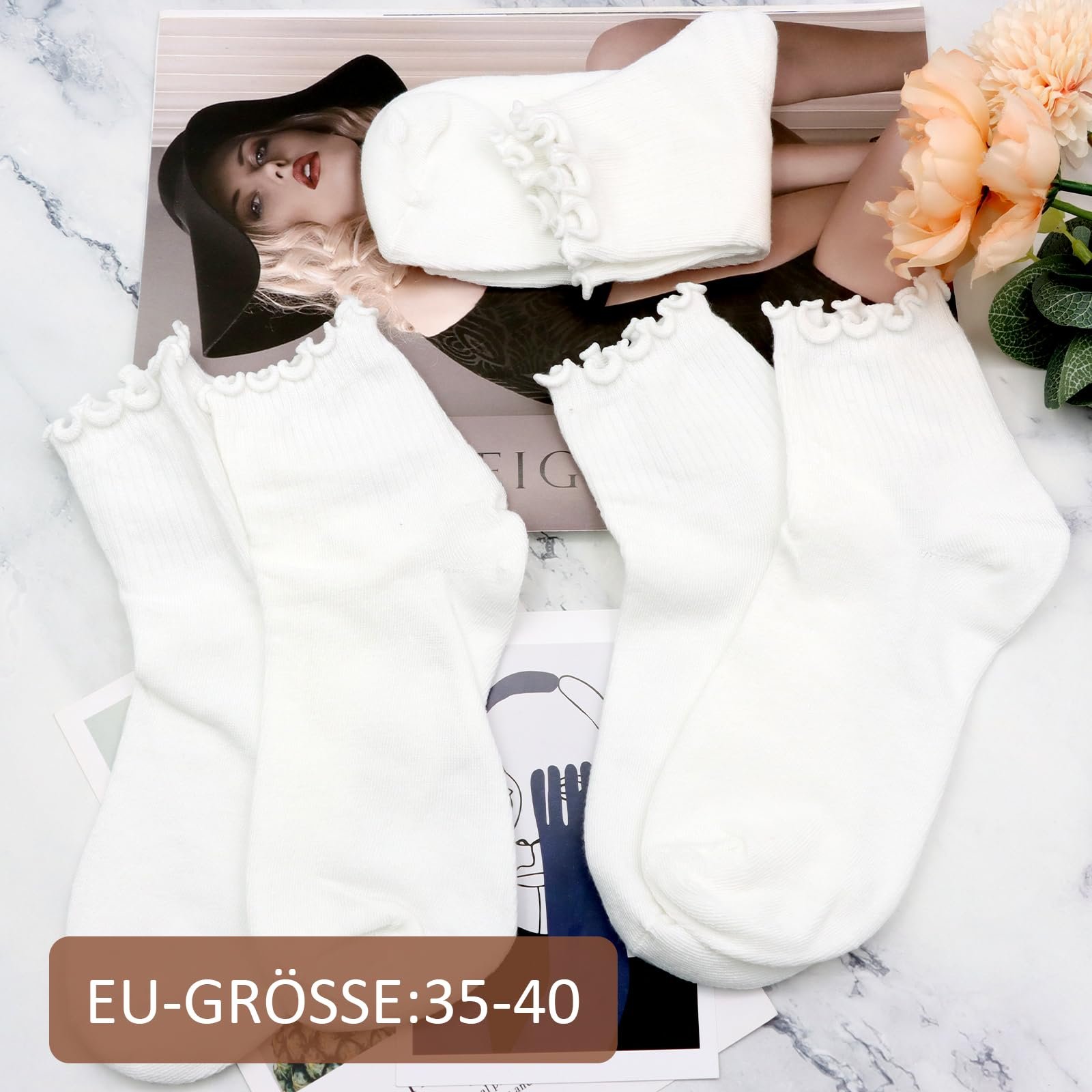 Носки с рюшами ZOCONE Хлопковые носки с рюшами Белые 35-38, фото №2