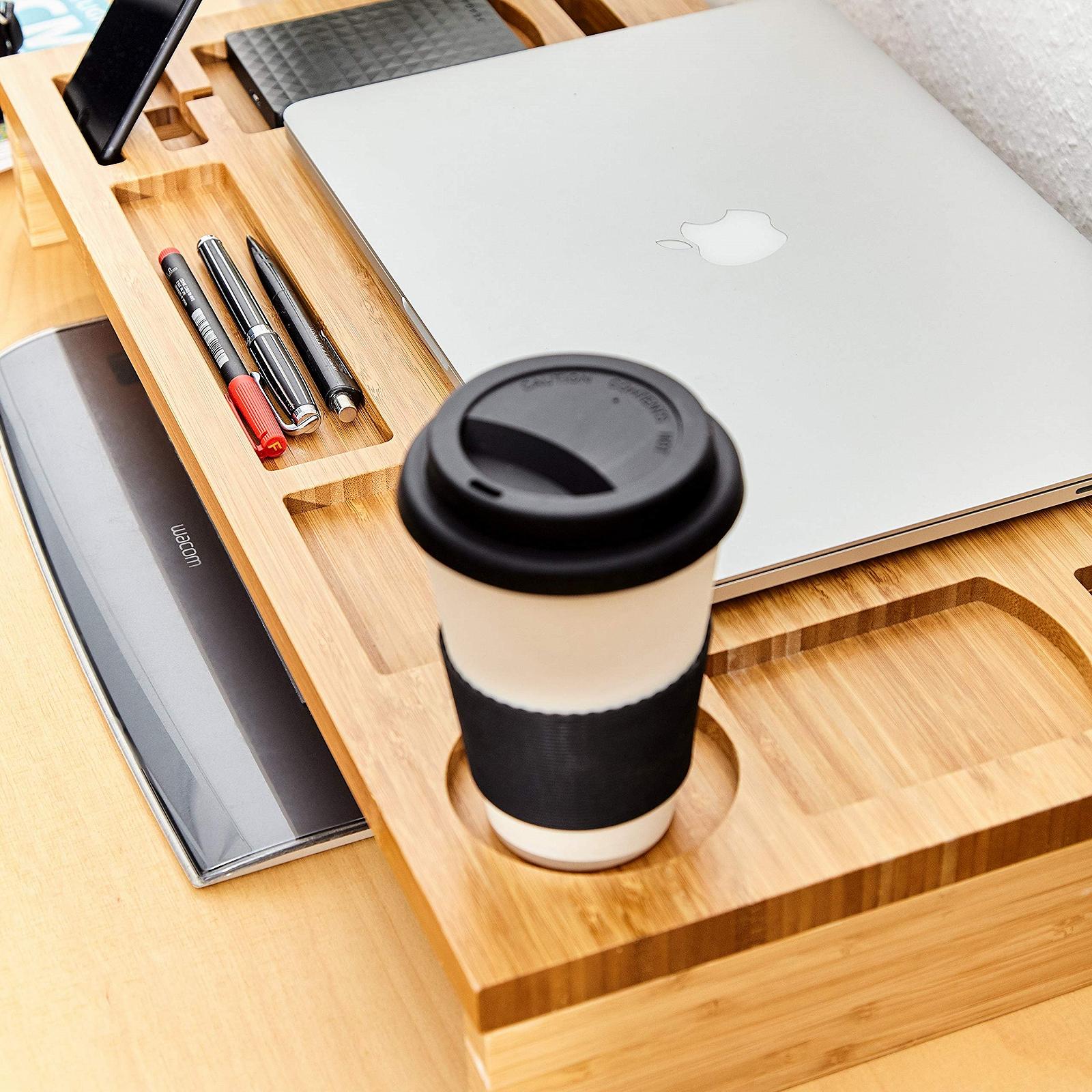 Підставка для монітора Бамбук з місцем для зберігання. Органайзер для столу. Приблизно 60 x 30 x 8.5 см., фото №8