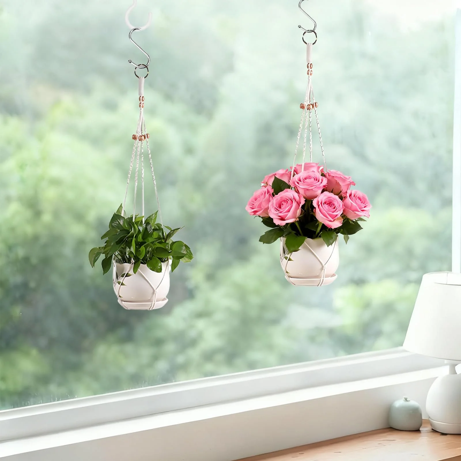 Підвісний кошик макраме набір з 2 шт. бавовна 80 см, фото №7 Підвісний кошик макраме набір з 2 шт. бавовна 80 см, фото №7