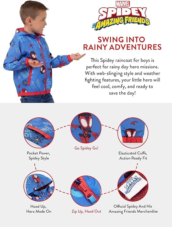 Дитячий дощовик з капюшоном Marvel Spidey and His Amazing Friends, фото №7