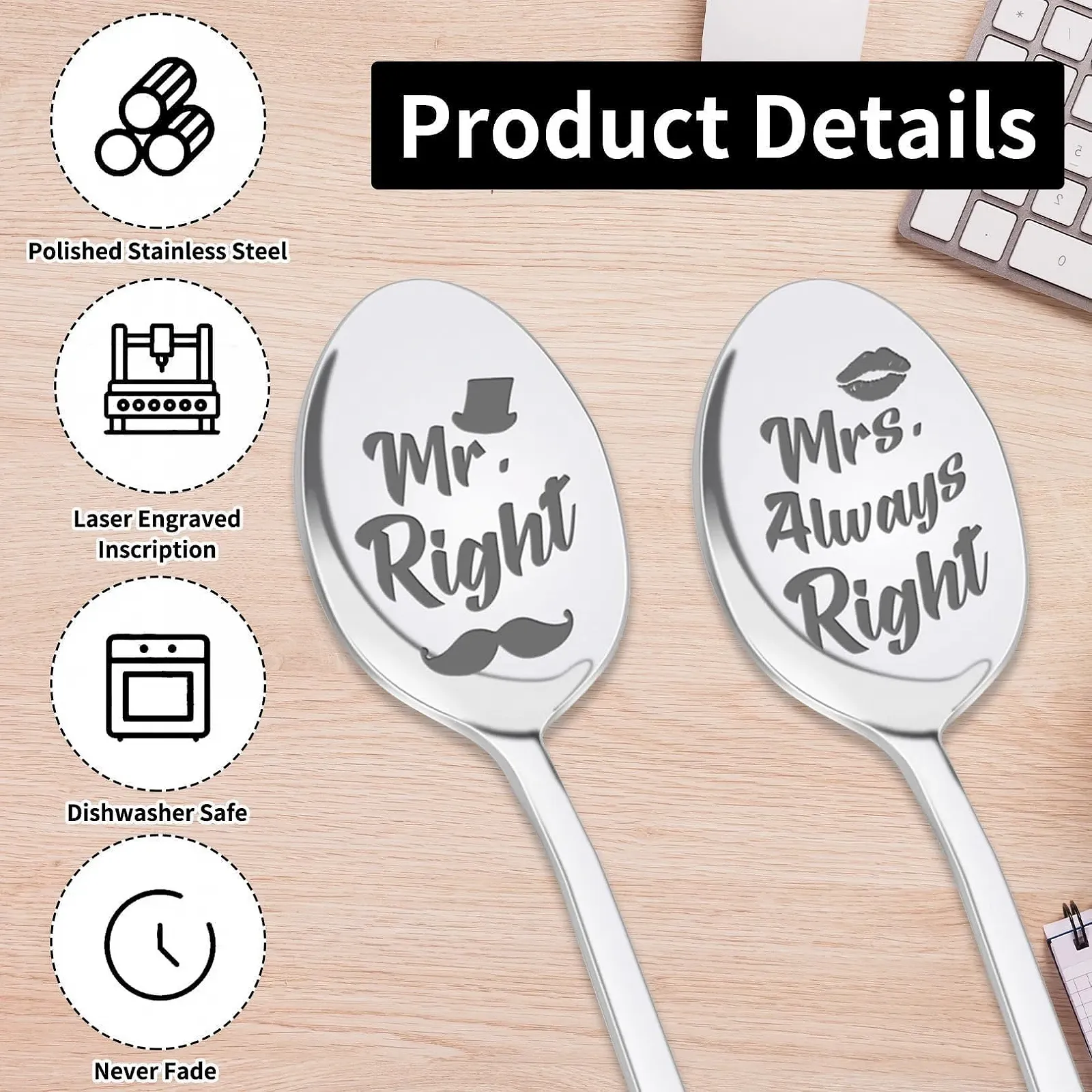 Набір ложок Mr and Mrs Smith, I Love You, фото №3