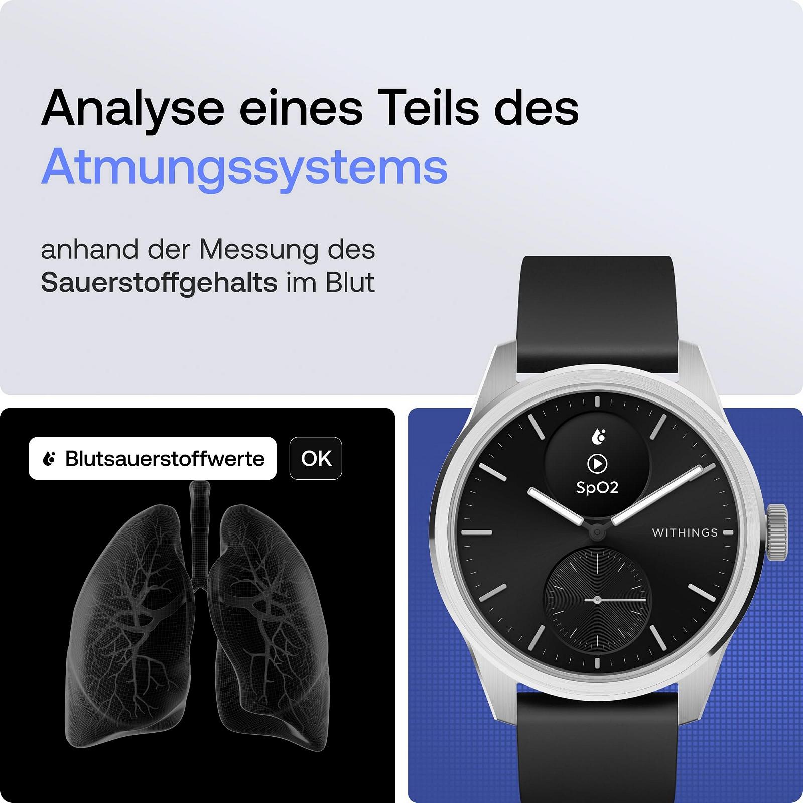 Смартгодинник Withings ScanWatch 2 ECG, SpO2, Температура, Відстеження сну, Здоров'я дихальних шляхів, Активність, Калорії, Водонепроникний, 30 днів роботи від батареї, фото №5