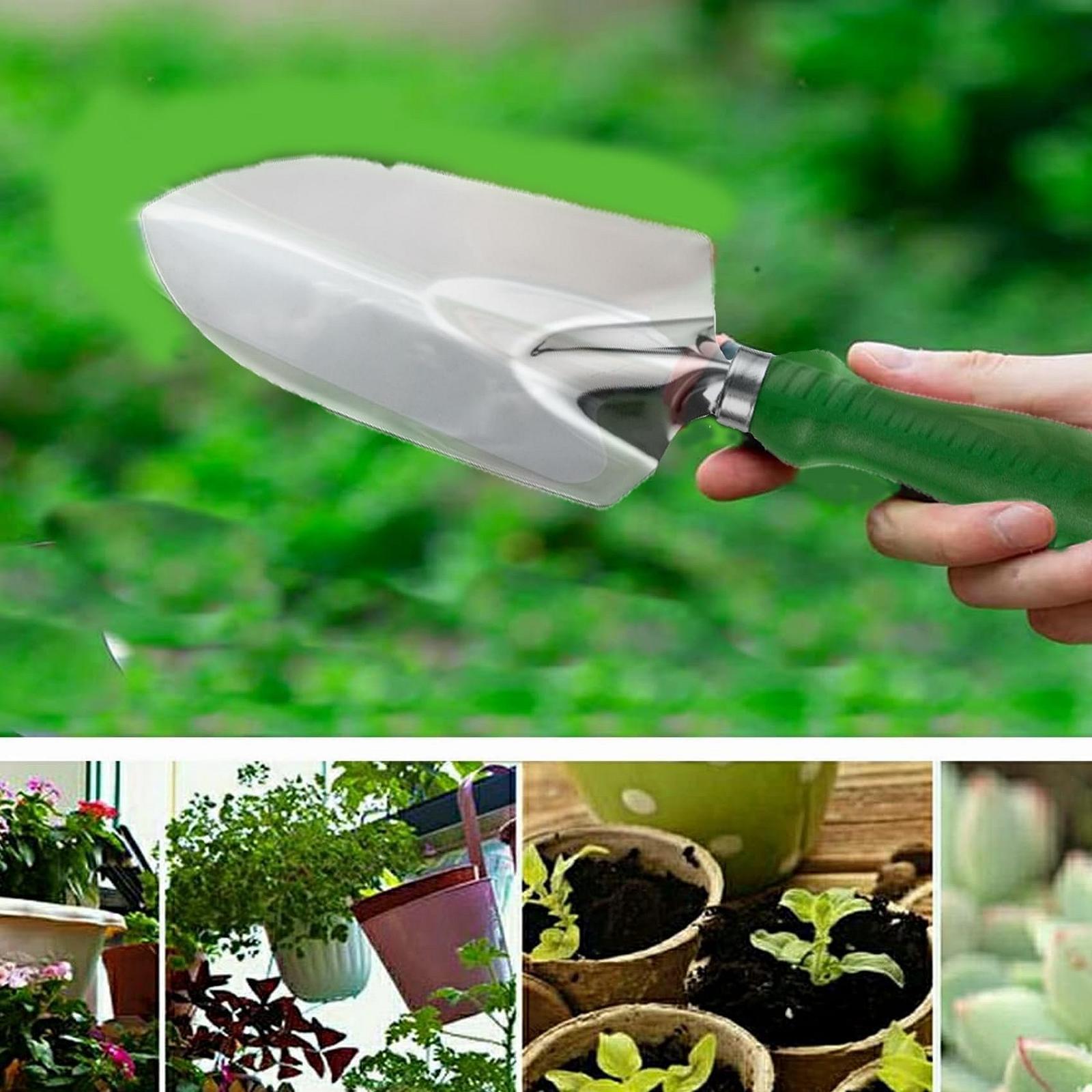 Лопата совковая садовая ручная Сверхпрочная нержавеющая сталь Эргономичная ручка для садоводства, прополки, пересадки и копания Зеленый, фото №4