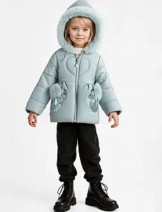 Куртка SEAUR Теплая Зимняя Куртка для Девочек с Капюшоном, Ветрозащитная, Толстая, Пуховая, Мягкая и Удобная synthetic.ua - Фото 1