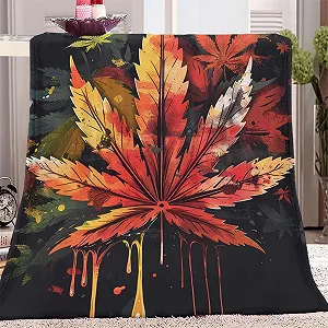 Плюшева Покривало Bunte Ahornbl". 180x200 см, з малюнком кленове листя synthetic.ua - Фото 1