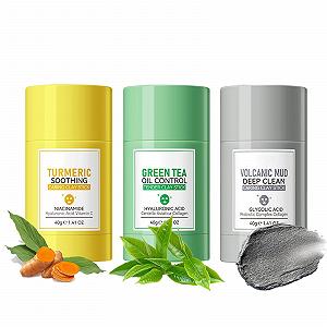 Маска Глиняная Soleneva Набор 3 шт. Зеленый чай, Куркума, Грязь - Фото 1