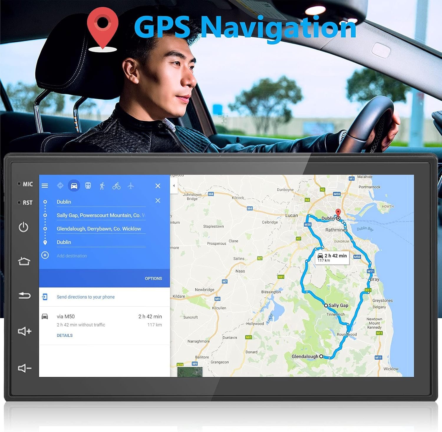Автомагнітола Podofo A2878MIA3F3 / 7" / Сенсорна / Bluetooth / WI-FI / GPS / AI / USB / 2DIN, фото №4