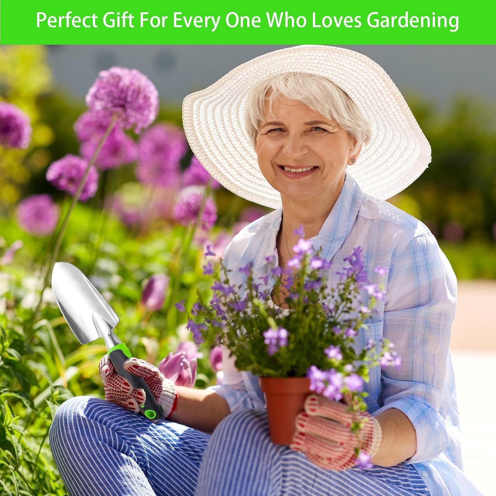 Лопата совковая садовий з нековзною ручкою для садівництва, широка лопата, загострена з м'якою прогумованою нековзною ергономічною ручкою для прополки, пересадки, посадки в горщики, копання в саду, садовий подарунок, фото №4