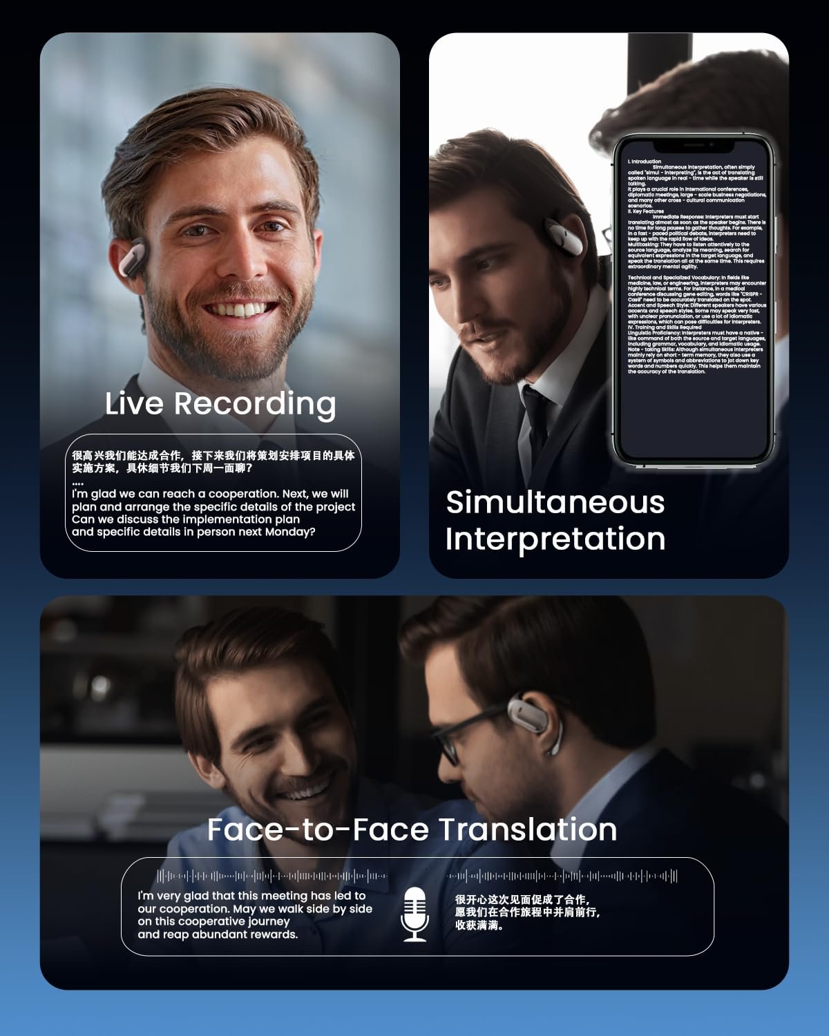 Навушники-перекладачі ANSTEN AI, навушники відкритого типу Bluetooth 5.4, 4-в-1 з сенсорним РК-екраном, фото №5 Навушники-перекладачі ANSTEN AI, навушники відкритого типу Bluetooth 5.4, 4-в-1 з сенсорним РК-екраном, фото №5