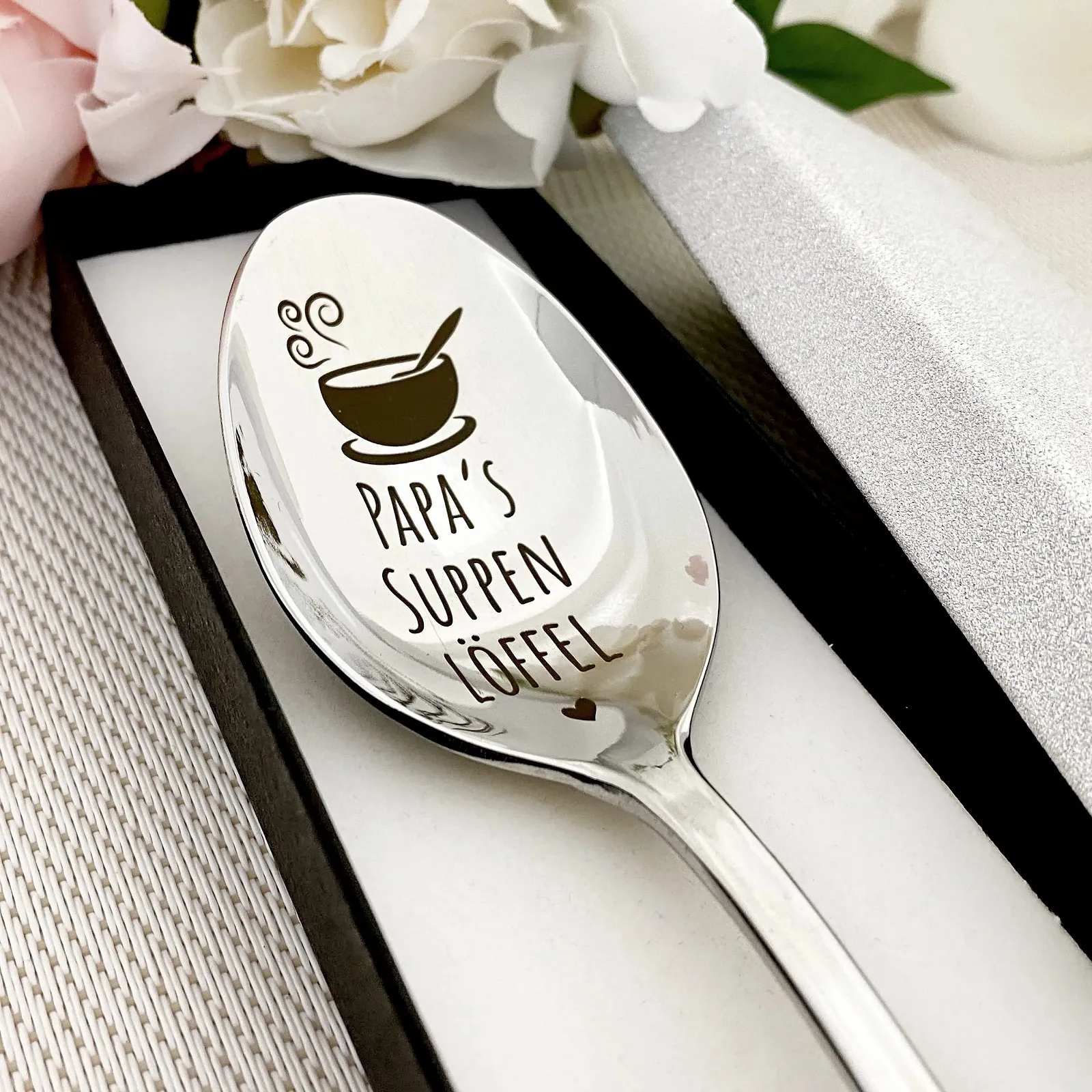 Ложка для супу з гравіюванням у подарунковій коробці, фото №1