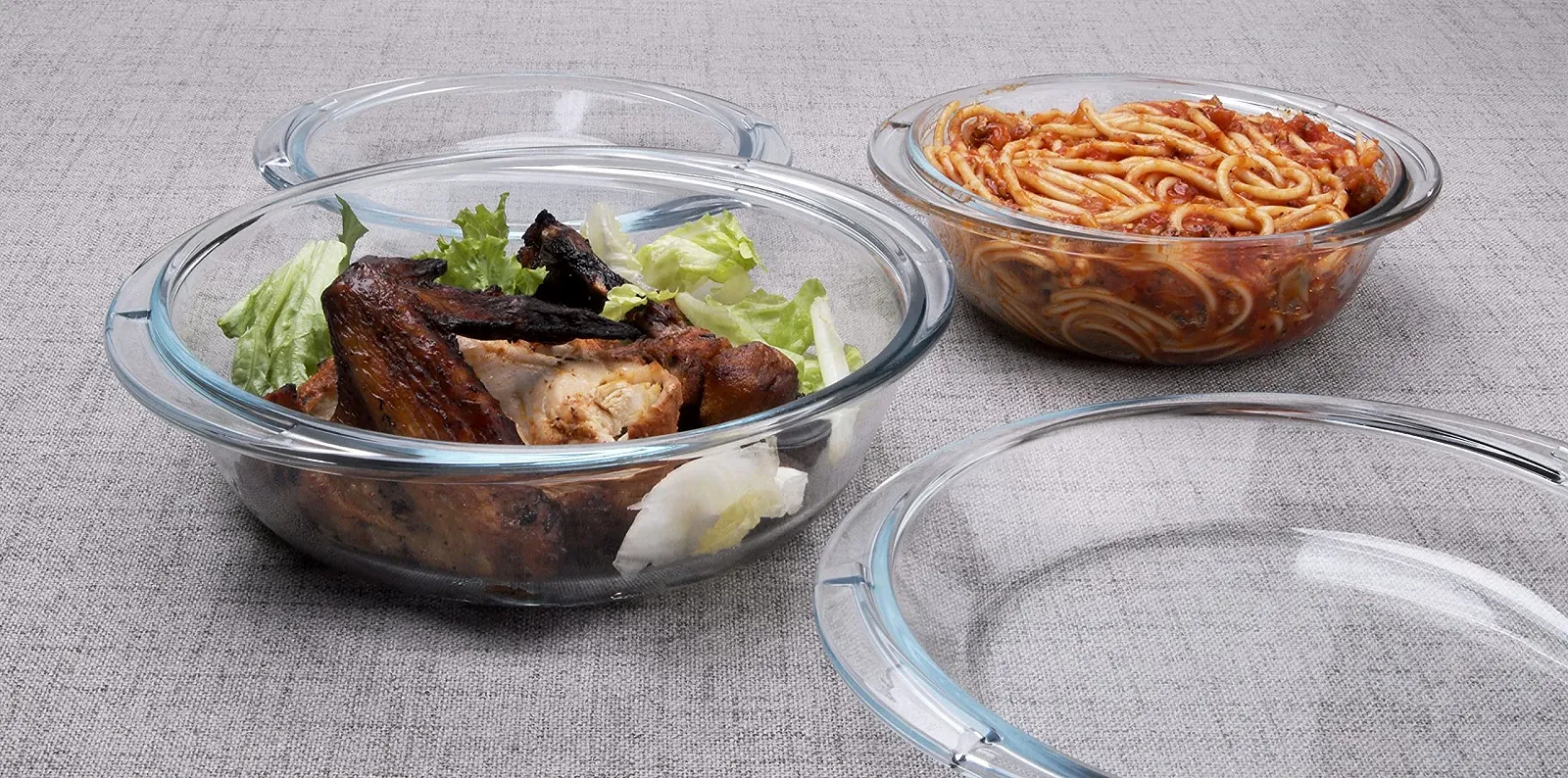 Набор стеклянных форм для запекания Husanmp круглые с крышками 0.5 л 1 л 1.8 л, фото №6