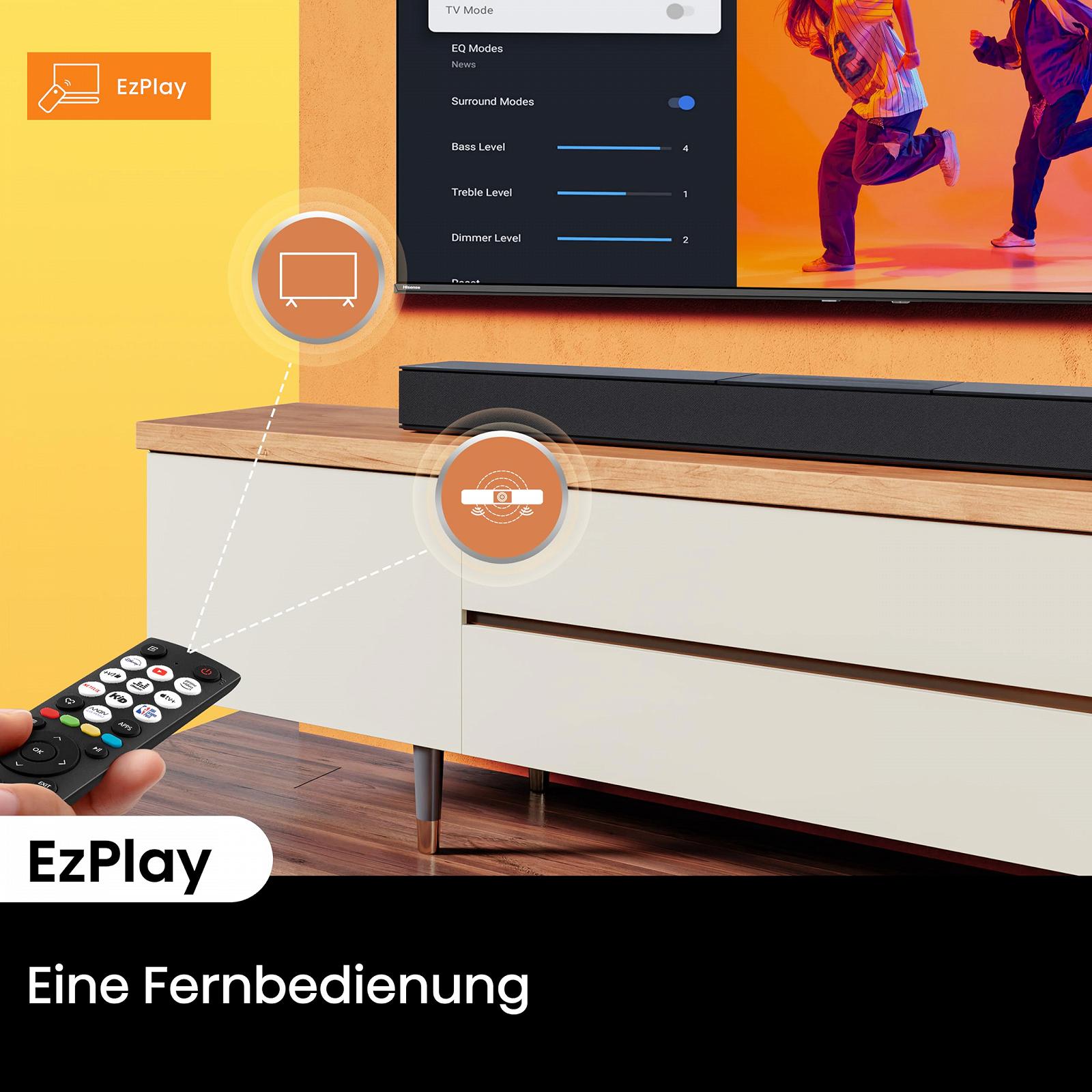 Саундбар Hisense HS2000 2.1 Канала с интегрированным сабвуфером, 240 Вт, Dolby Audio, Bluetooth, HDMI ARC/Optical/AUX/USB, Черный, фото №6 Саундбар Hisense HS2000 2.1 Канала с интегрированным сабвуфером, 240 Вт, Dolby Audio, Bluetooth, HDMI ARC/Optical/AUX/USB, Черный, фото №6