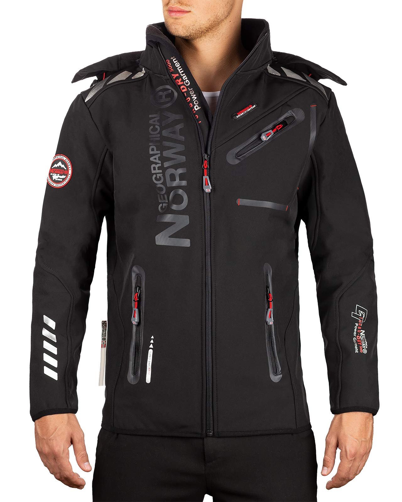 Куртка Geographical Norway Softshell с капюшоном, ветрозащитная, со стойкой, холодоотталкивающая, фото №1