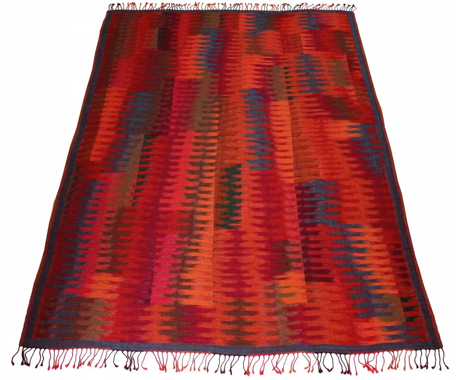 Одеяло Lorenzo Cana шерстяное жаккардового плетения из шерсти мериносового ягненка, красно-синие тона, 140 см x 200 см, фото №2