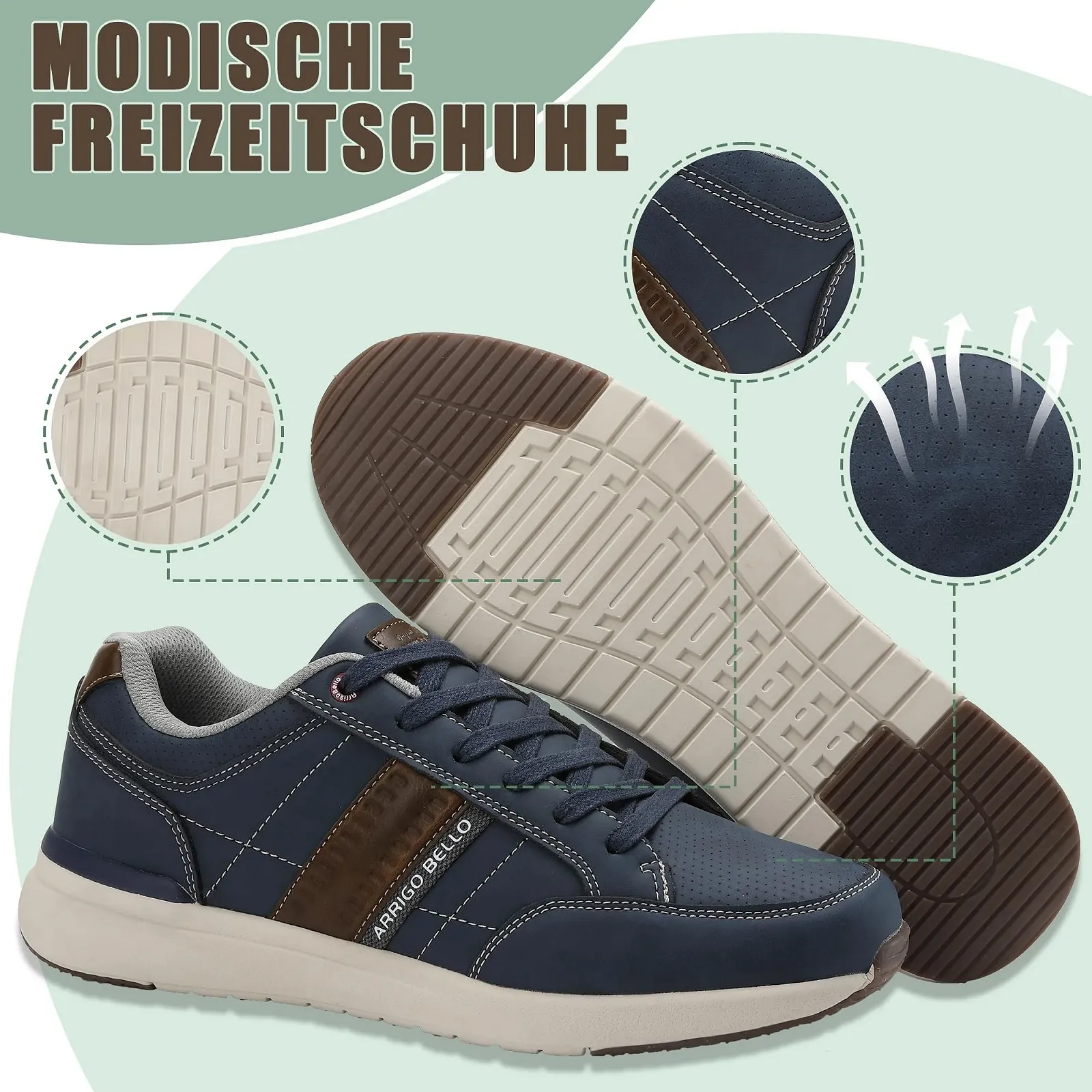 Кросівки ARRIGO BELLO Casual Шкіряні Легкі Нековзні, фото №3