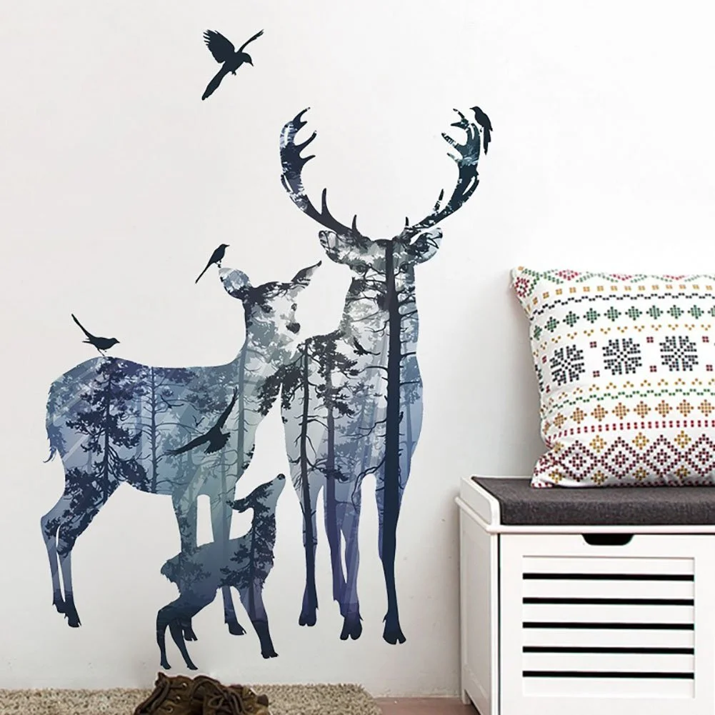 Наліпка WandSticker4U Deer, Wolf, Moon and Bird Велика, фото №1 Наліпка WandSticker4U Deer, Wolf, Moon and Bird Велика, фото №1