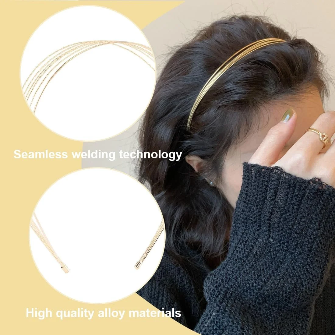 Багатошарові металеві обручі для волосся, фото №3