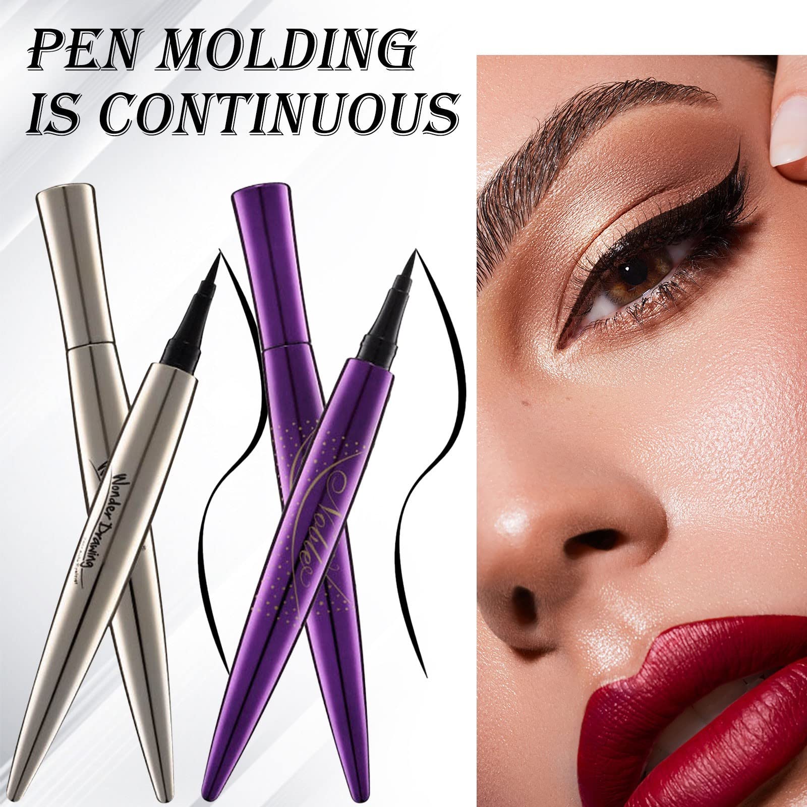 Наборы Kinder Черный Подводка для глаз водостойкая долговечная высокая цветопередача не жидкая губка мягкая большие глаза макияж подарки для макияжа дам 1 мл подводка (A, One Size), фото №6