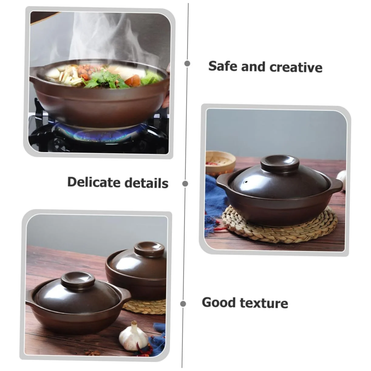 Кастрюля-жаровня Mobestech керамическая термостойкая с двойными ручками, фото №4