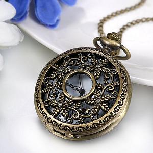 Карманные часы JewelryWe мужские женские с полым компасом Кварцевые аналоговые часы с цепочкой-ожерельем synthetic.ua - Фото 1