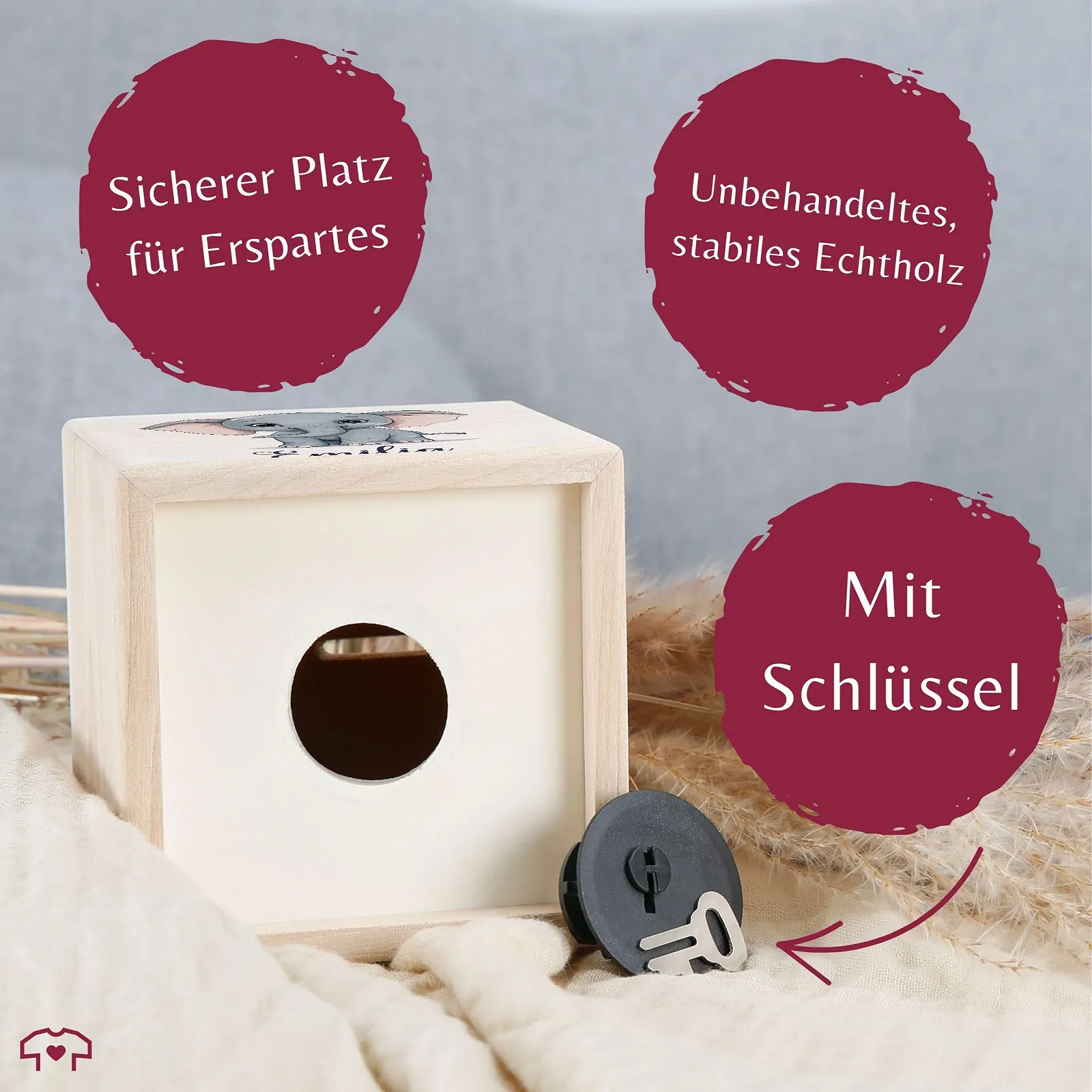 Скарбничка Слон Дерев'яна персоналізована, фото №4