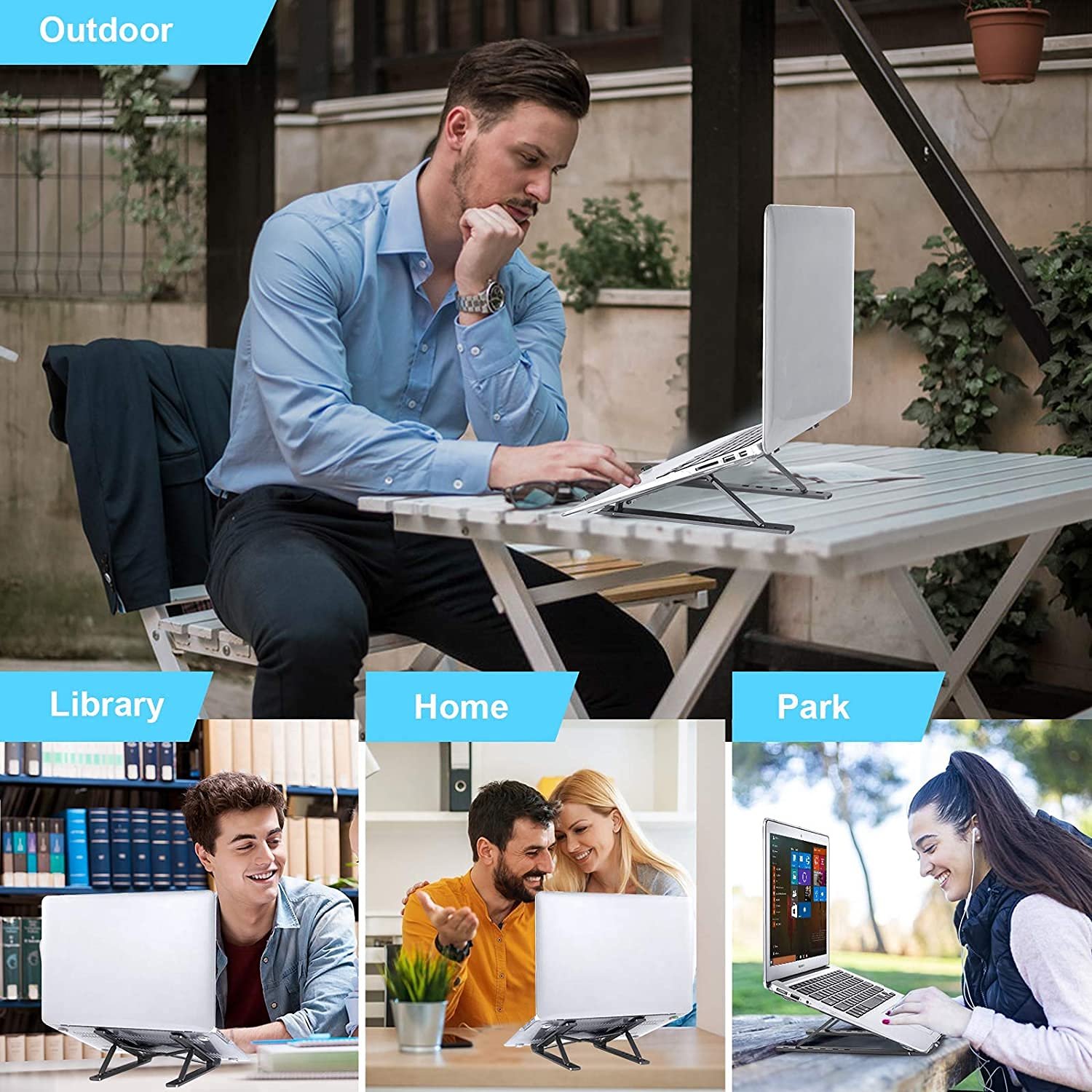 Підставка для ноутбука, складана, з регульованою висотою, портативна, фото №3