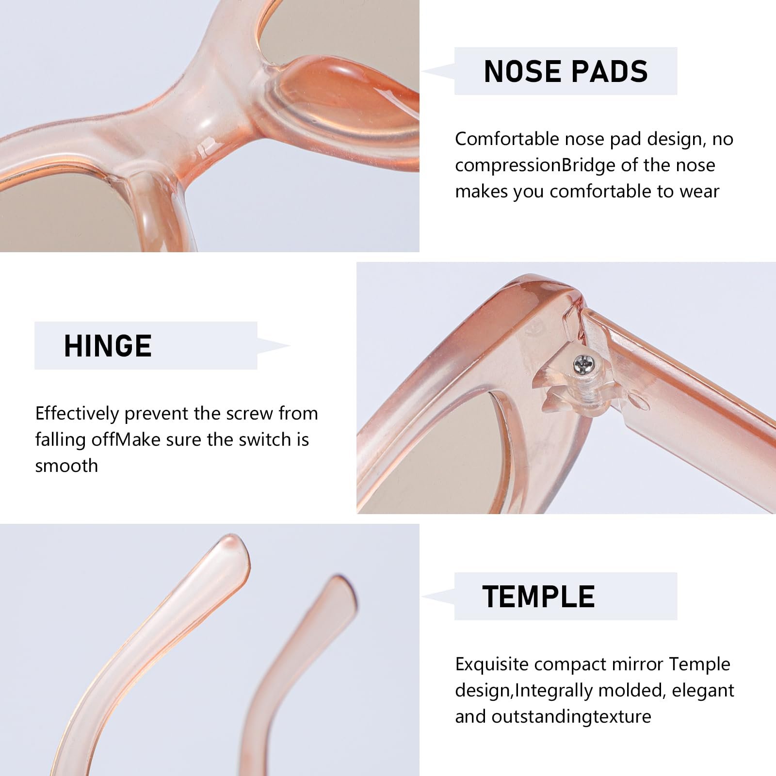 Вінтажні сонцезахисні окуляри Risipu, 5 шт., прямокутні, рожеві, фіолетові, зелені, фото №6