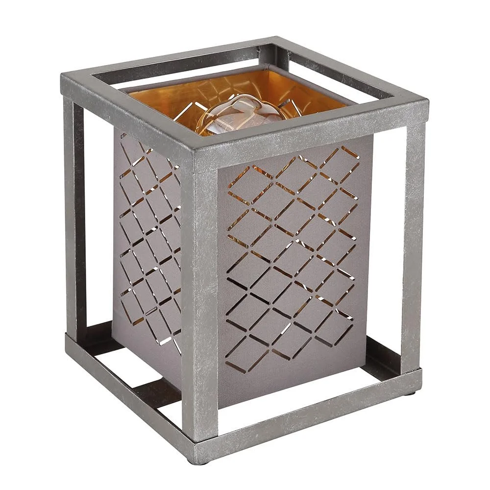 Настольная лампа Декоративная с вырезами Квадратная Высота 22 см Античный серый, фото №1