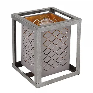 Настольная лампа Декоративная с вырезами Квадратная Высота 22 см Античный серый - Фото 1