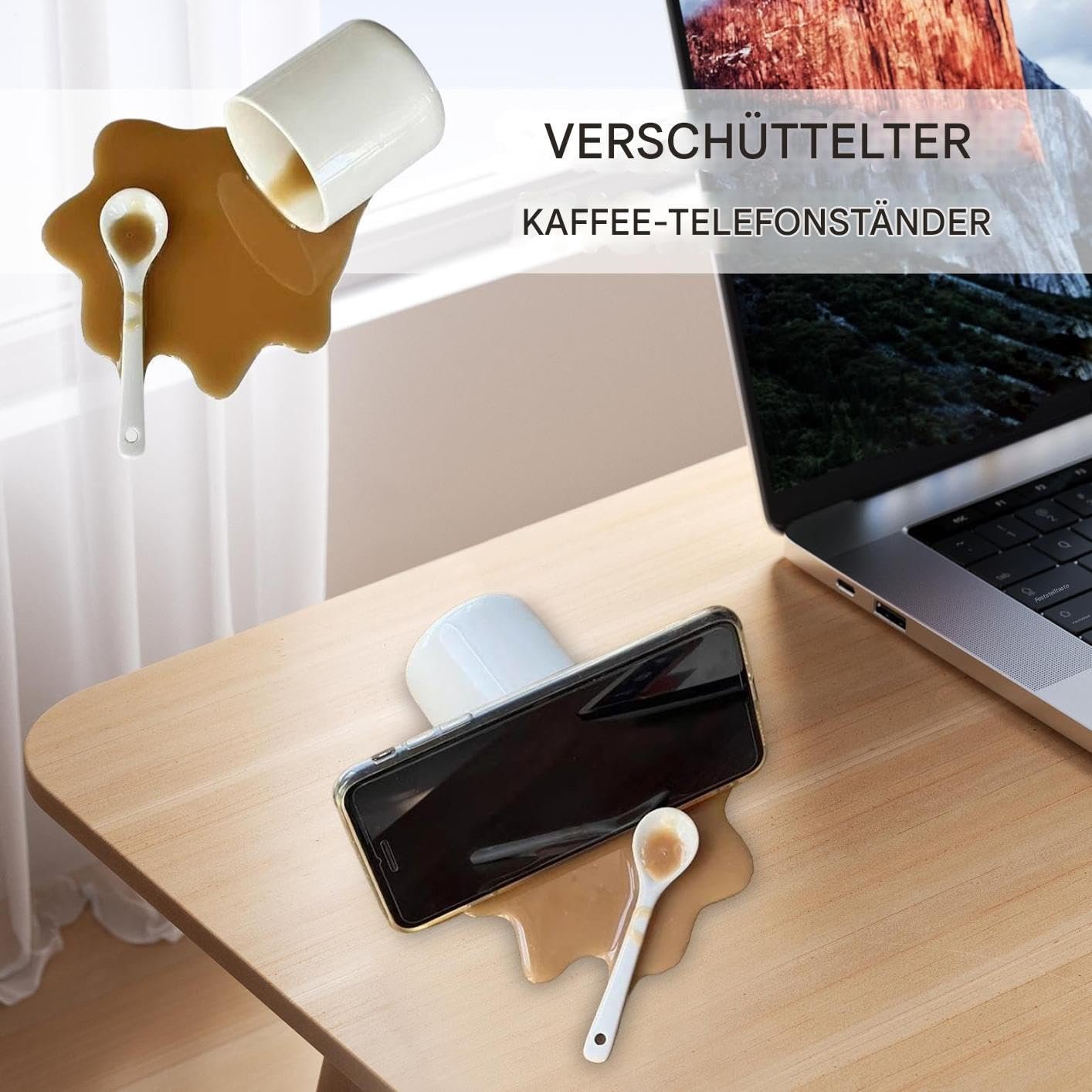 Держатель для мобильного телефона Настольный Overflowed Coffee Design для мобильного телефона Держатель для планшета Настольные гаджеты для путешествий Видеозапись Чтение, фото №2