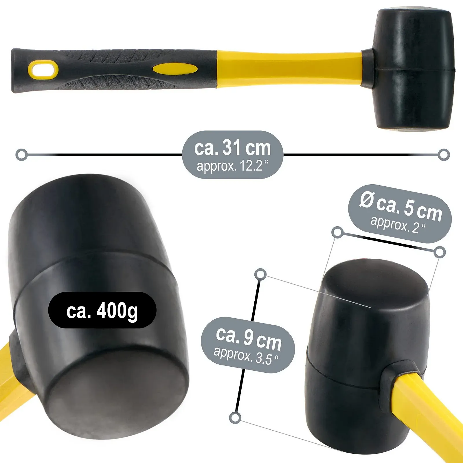 Резиновые молотки COM-FOUR со стекловолоконной ручкой 560 g Набор 2 шт., фото №6 Резиновые молотки COM-FOUR со стекловолоконной ручкой 560 g Набор 2 шт., фото №6