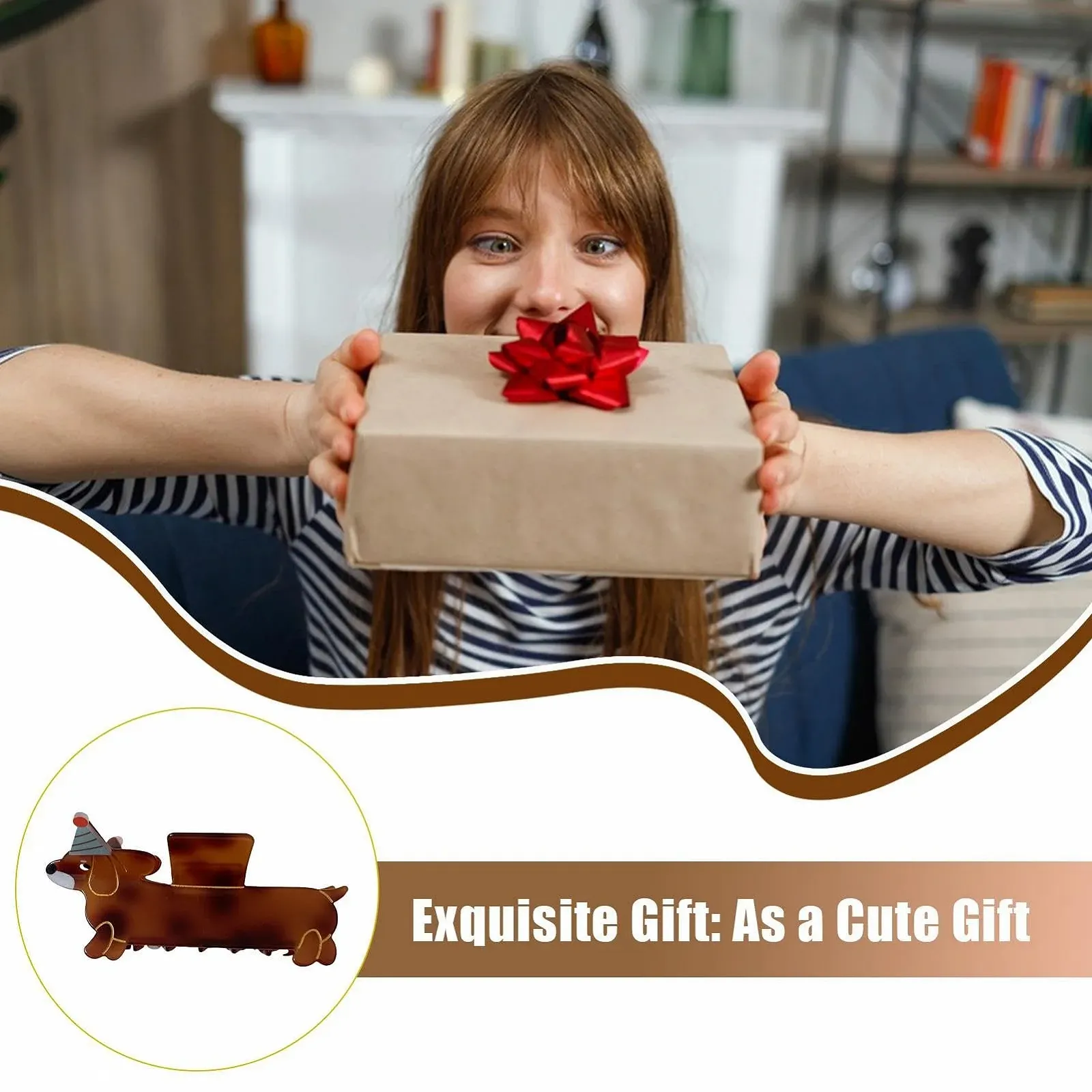 Заколки для волос Acetate Dachshund, прочные, милые, аксессуар, фото №3