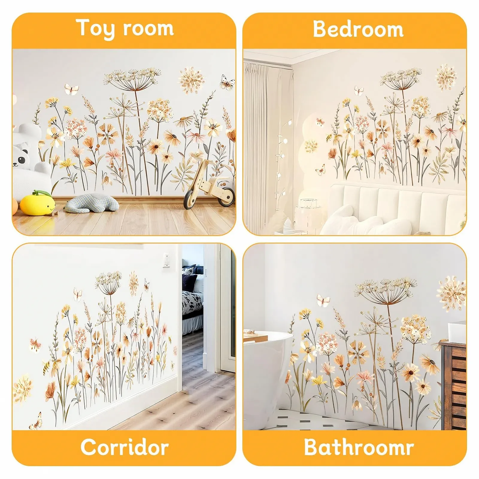 Наклейка на стіну tiyitok Квіти Кульбаби та Метелики Boho, фото №6 Наклейка на стіну tiyitok Квіти Кульбаби та Метелики Boho, фото №6