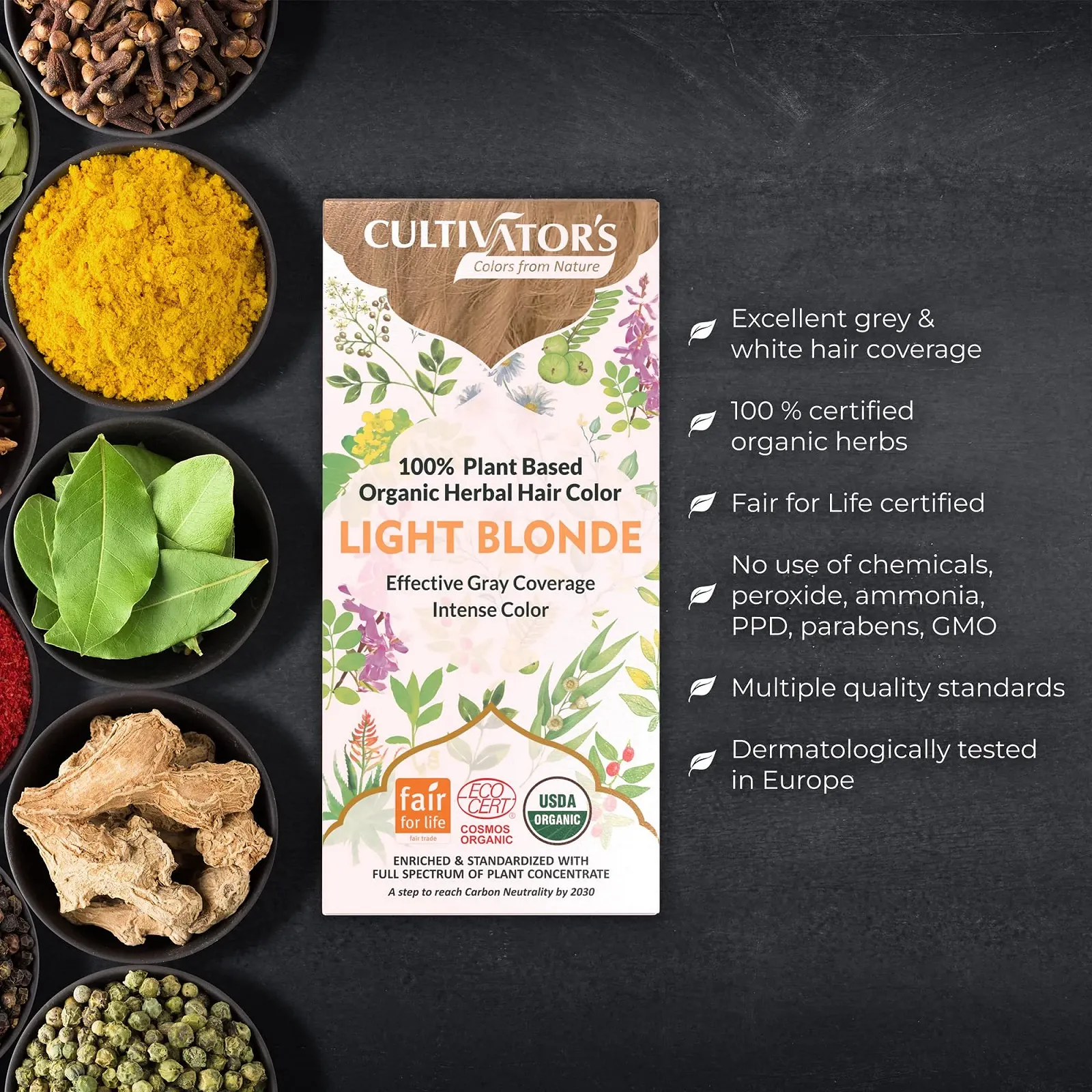 Трав'яна Фарба для Волосся Cultivator's Organic Світлий Блондин, 100 г, фото №3