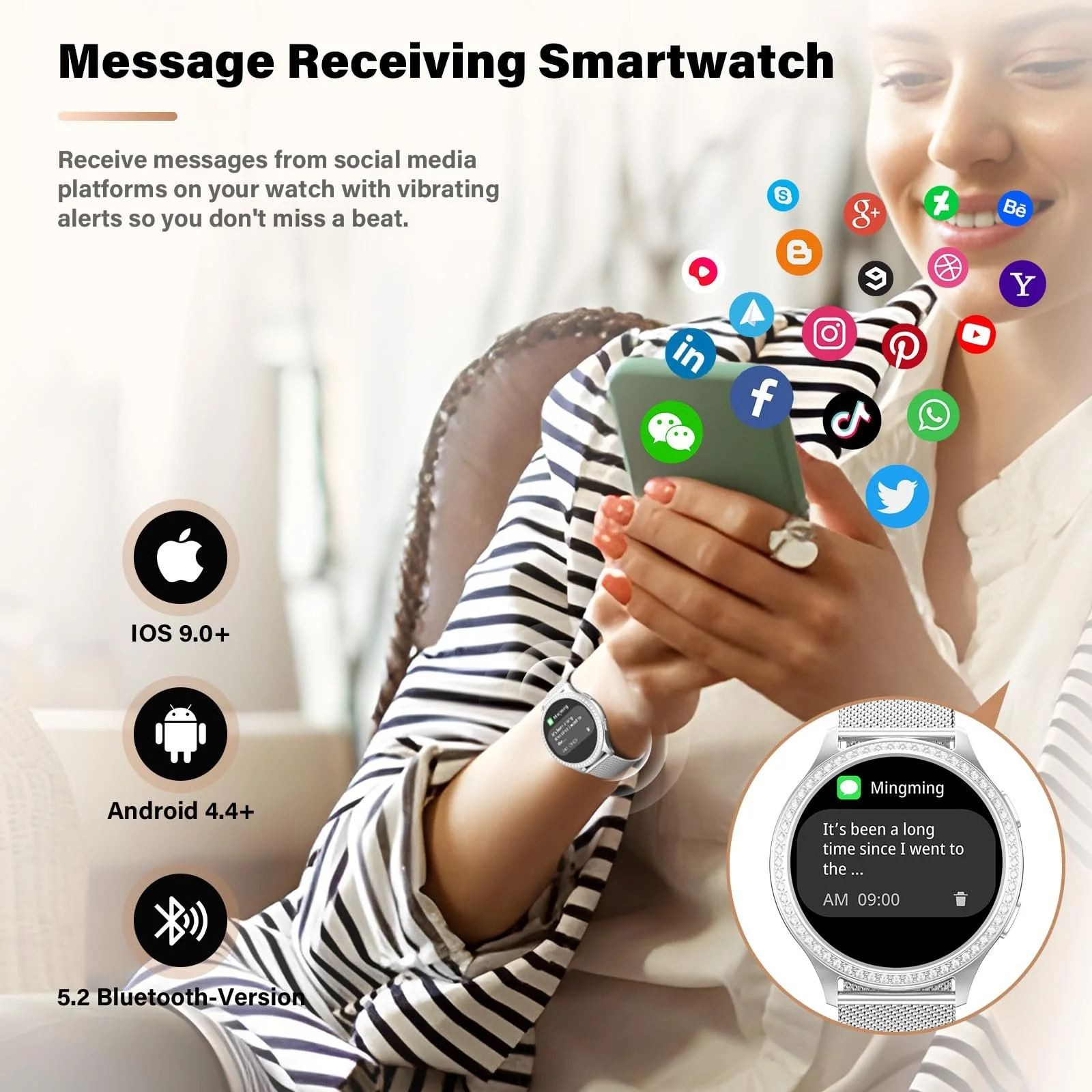 Женские смарт-часы Cycle Tracker & SpO2, анализ сна, IP67 водонепроницаемый, фото №4 Женские смарт-часы Cycle Tracker & SpO2, анализ сна, IP67 водонепроницаемый, фото №4