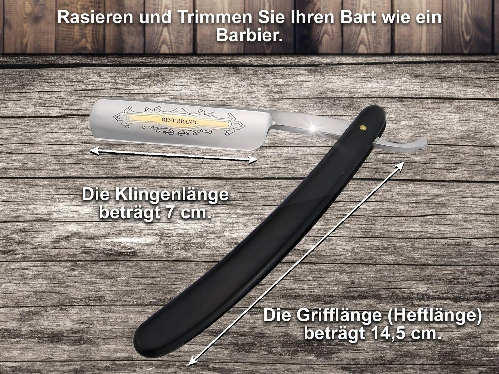 Набір для гоління InstrumenteNrw Men's Solingen з ременем для правки та пастою, чорна ручка, фото №2