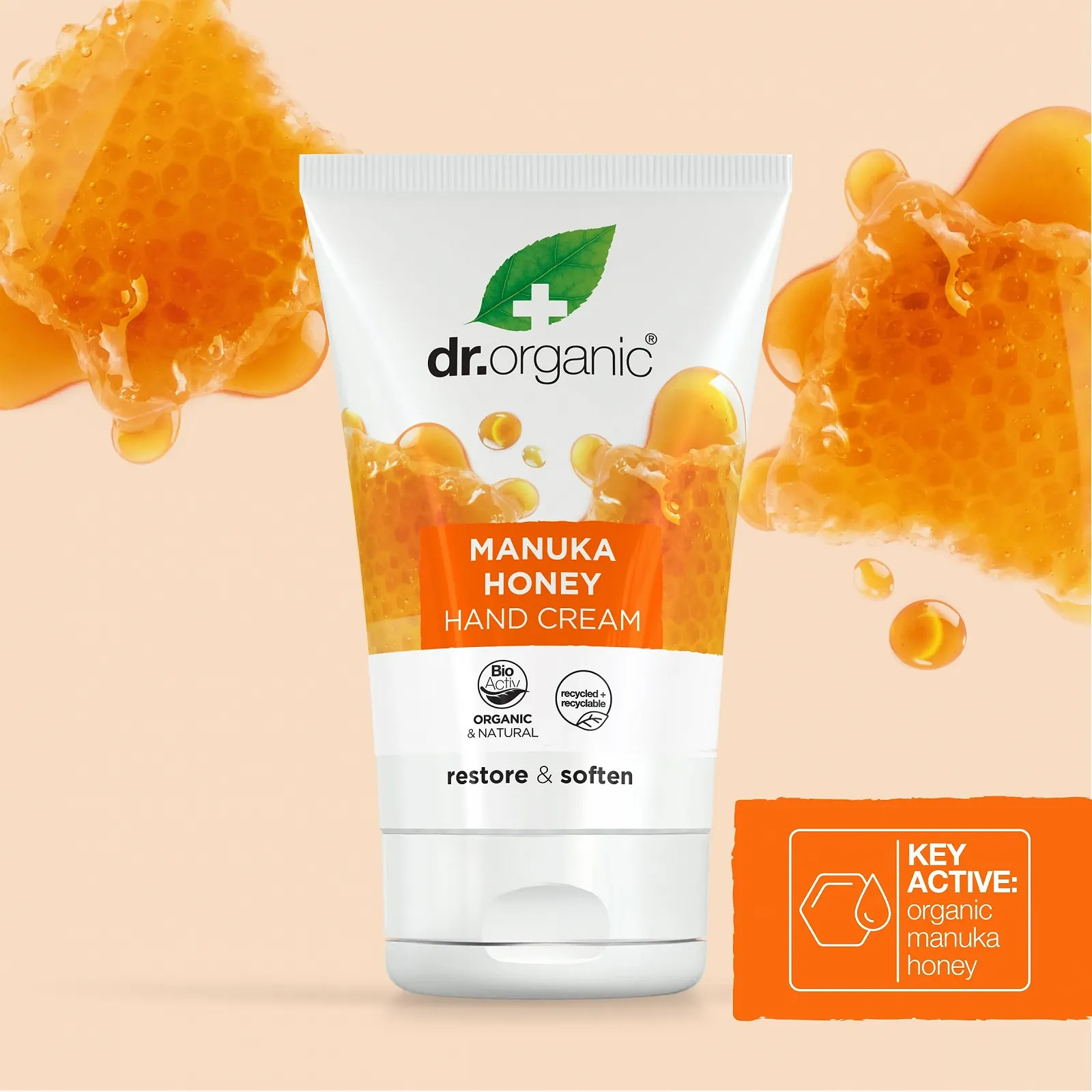 Крем для рук Dr Organic Manuka Honey Увлажняющий для сухой кожи для мужчин для женщин Натуральный Вегетарианский Не тестировался на животных Без парабенов и SLS Органический 125 мл, фото №3